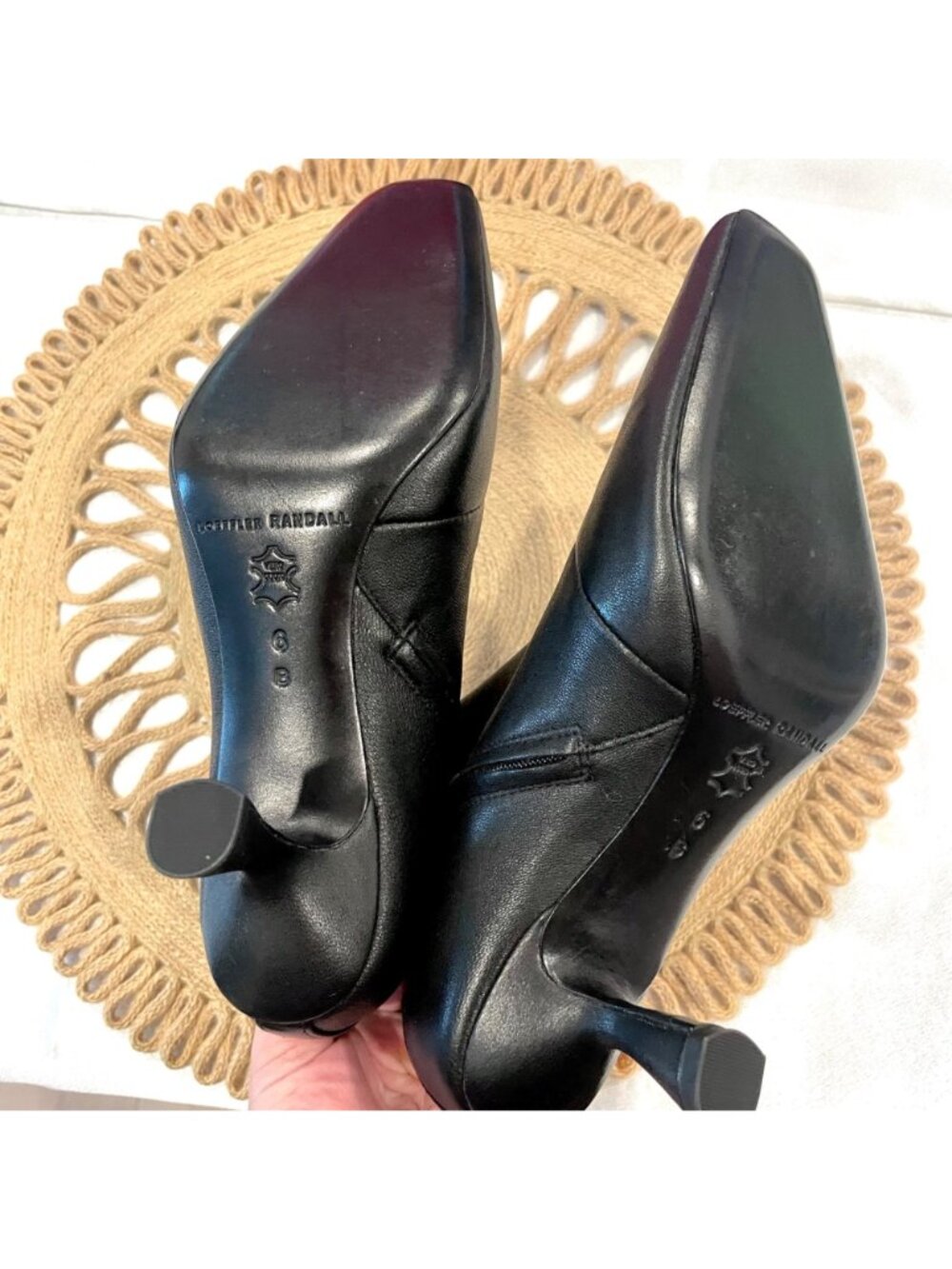 NWOT Loeffler Randall Thandy Curved Heel Ankle Boots Size 6 Black Leather - Picture 7 of 8
